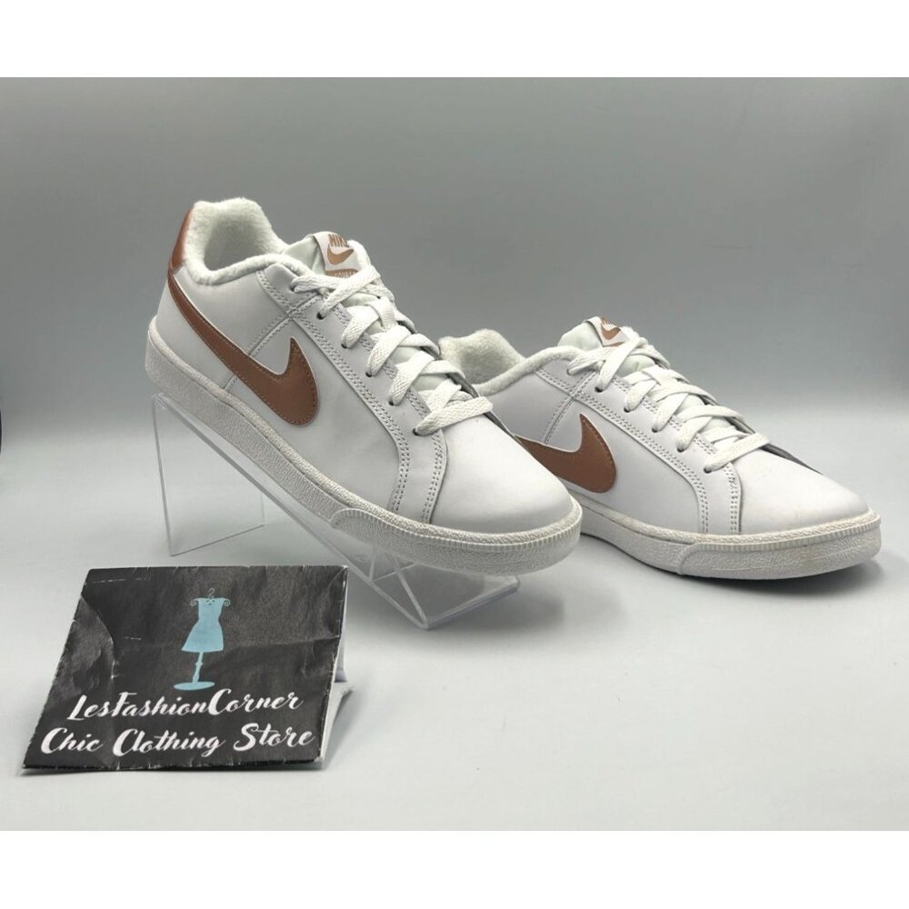 Nike Women's White Metallic Bronze Leather Court Sneakers Size 8.5 3116 - Picture 13 of 16